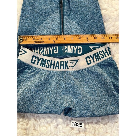 Gymshark Dry Blue Med Marl Leggings Yoga Logo Waistband Full Length Stretch - Picture 3 of 6
